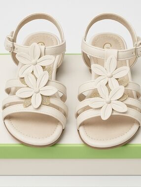 Marabelle Size 11 Toddler Girls Cream Kids Dress Shoes Floral